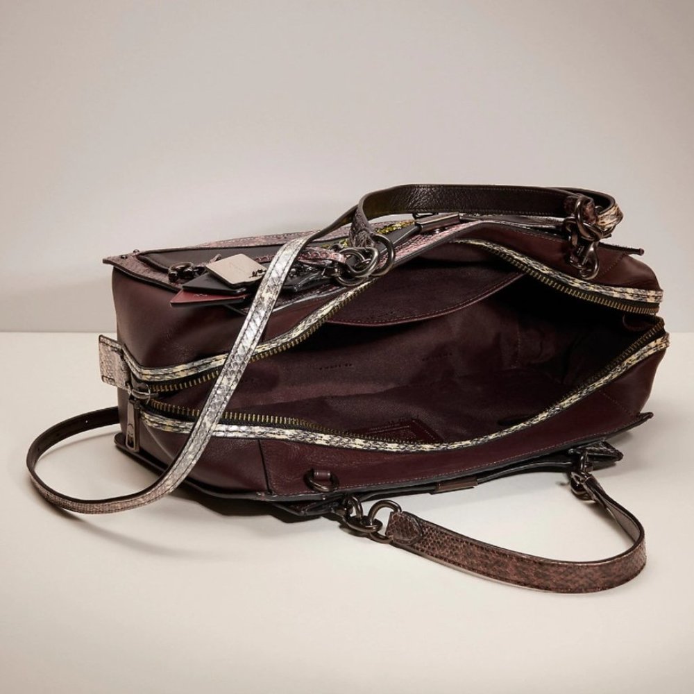 Covetable Coach Rexy Upcrafted Dreamer 36 Colorblock Snakeskin Detail Purse Rare - Picture 3 of 11